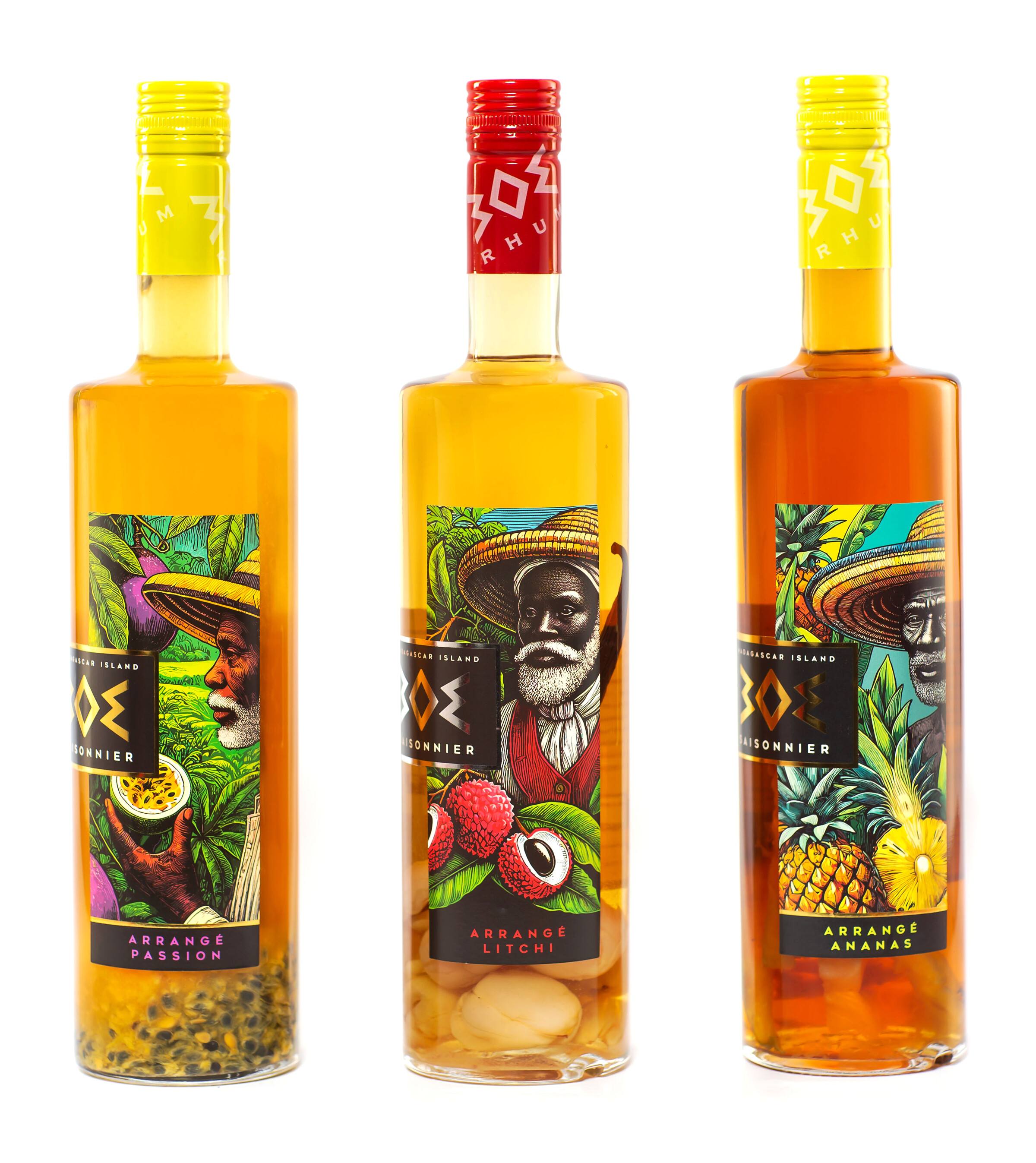 Les trois arrangés Saisonnier : Passion, Litchi et Ananas